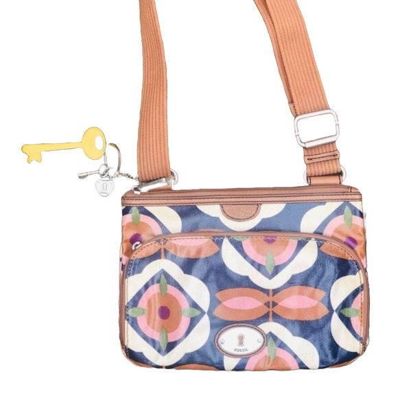 ✨ LIKE NEW Fossil Key-Per Top Zip Coated Canvas Crossbody Bag ✨ - Picture 2 of 8